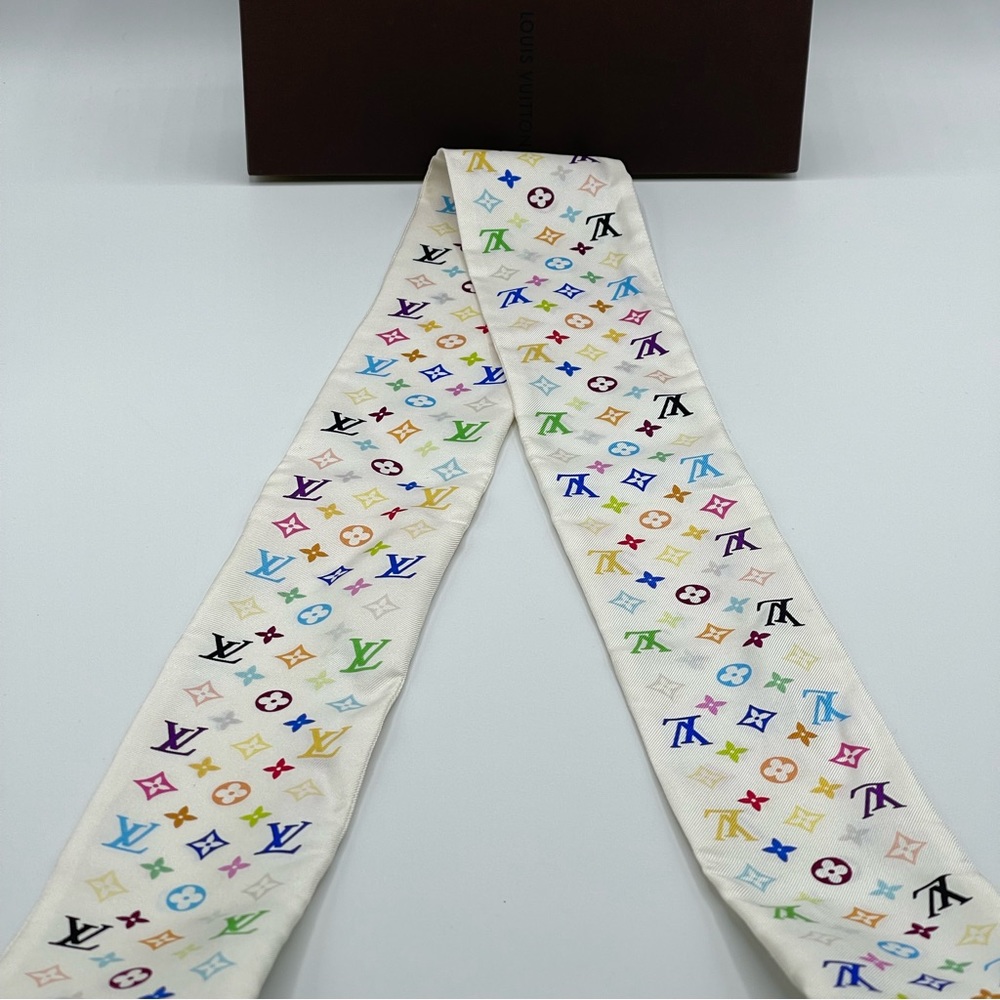 Louis Vuitton x Takashi Murakami Multicolor Y2K Bandeau Neckerchief Scarf Wrap - Picture 4 of 13